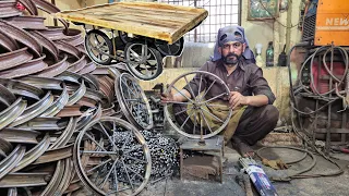 The Process Of Making Wooden Hand cart! Creative Wood Work!