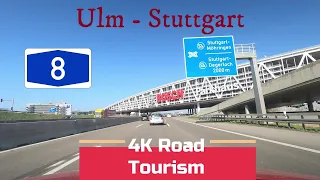 Driving in Germany from Ulm to Stuttgart on A8