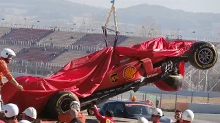 Fan Cam Crash of Sebastian Vettel Ferrari SF90 at Barcelona F1 Pre Season Testing 2019 Week 2 Day 2
