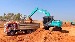 KOBElCO SK130-10 ตัวเล็กแต่ใจใหญ่ขึ้นยืนตักดินใส่รถบรรทุกดั้ม10ล้อบนหลังเสือสะบายๆ EP.1