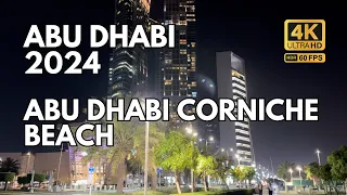 Abu Dhabi by Night: A Mesmerizing 4K HDR Walk on Corniche Beach