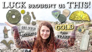 Great Mudlarking Finds! Ancient Gold + Silver + RARE GEMS In The Sand!