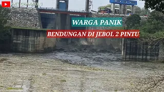 Detik detik Bendungan sengguruh di jebol 2 pintu warga panik auto lari naik ke atas