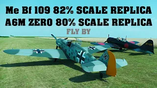 A6M ZERO and Messerschmitt Bf 109 SCALE REPLICAS | FLYBY | 4K