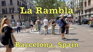 La Rambla Walking Tour, Barcelona, Spain   4K