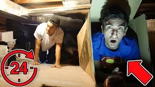 He Did a 24 HOUR Secret Fort in MY HOUSE!! (OVERNIGHT BOX FORT CHALLENGE)
