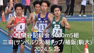 『駒澤大勢/三田(サンベルクス)組トップ』  世田谷記録会 5000m5組　2024.5.25