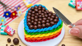 Beautiful Miniature Colorful Heart Chocolate Cake Decorating 🌈 Delicious Fondant Cake By Mini Tasty