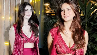 Ibrahim Ali Khan GF Palak Tiwari Looks H0T In Red Lehenga At Ananya Pandey House Party