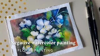 Negative watercolor painting/flower painting