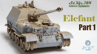 Ferdinand Porsche Tank Destroyer -Elefant- Sd.Kfz.184 Tamiya 1/35 - Tank Model Making #ASMR