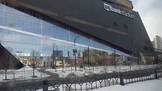 Riding the light rail train minneapolis nice views of US BANK STADIUM