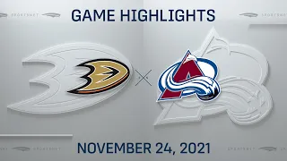 NHL Highlights | Ducks vs. Avalanche - Nov. 24, 2021