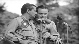 U.S.O. Bob Hope Troupe entertains U.S. soldiers on Bougainville during World War ...HD Stock Footage