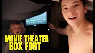 EPIC MOVIE THEATER BOX FORT!!! (OVERNIGHT)