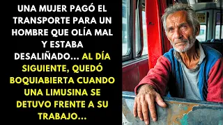 UNA MUJER PAGÓ EL TRANSPORTE PARA UN HOMBRE QUE OLÍA MAL Y ESTABA DESALIÑADO... AL DÍA SIGUIENTE...