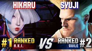 SF6 ▰ HIKARU (#1 Ranked A.K.I.) vs SYUJI (#2 Ranked Guile) ▰ High Level Gameplay