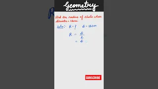 find the radius of circle whose diameter is 12cm #shorts #radiusofcircle