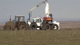 Внесение удобрения на озимой, по стерне подсолнечника, пневмоходом Роса.