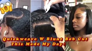 💗Side Part Quick Weave Bob | Protective Blunt Cut Bob Style✂️ | Review Tutorial