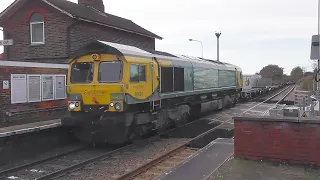 Felixstowe container freight trains passing through westerfield 10/12/21