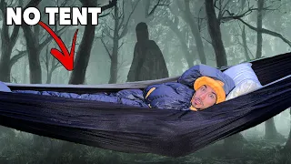Camping with NO TENT In the Woods ALONE... (survival)
