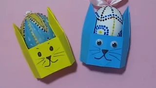 Оригами коробочка Пасхальный заяц.Подставка для яиц из бумаги Подарки Поделки своими руками!