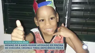 Menino de 8 anos morre afogado em piscina de chácara