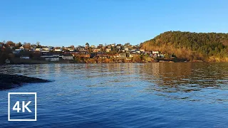 Calming Observation of Small Town Norway in Autumn with Relaxing Susurration of Waves