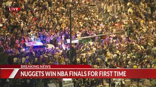 Fans celebrate Denver Nuggets winning NBA championship