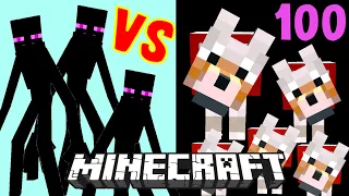 Mutant Enderman VS. 100 Tamed Wolves. Have They ANY CHANCE??? Minecraft Mob Battle