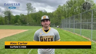 Garfield G-MEN pitcher Alex Carter after his complete game win at Ravenna