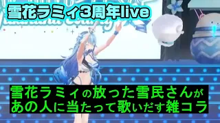 雪花ラミィのぶん投げた雪民さんがあの人に当たって共に歌いだす動画【ホロライブ切り抜き】