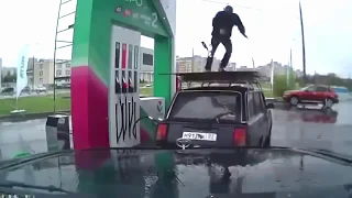 Russian guy breakdance at gas station (Electro Freestyle Music)