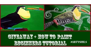 DIY STEP BY STEP Beginners Acrylic Painting Toucan bird tutorial by ARTYSHILS