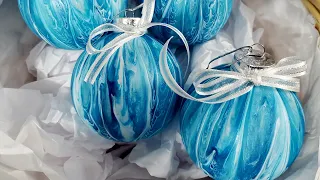 48.Create Stunning Christmas Ornaments with Fluid Paint! DIY#diy #christmasornaments #howto