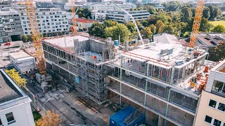 Bauarbeiten Bürogebäude München | Baudokumentation Zeitraffer