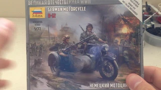 Unboxing of ZVEZDA 1/72 Scale German Motorcycle  R-12