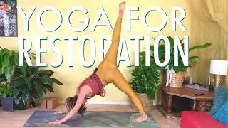 1-Hour Live Yoga Class for Restoration | Flow with Jen Hilman to Restore Tranquility