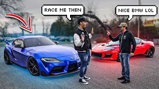 Tuned MK5 Supra VS Supercharged Lotus Evora!