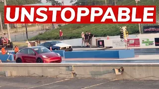 FASTEST Tesla Model Y with ACCELERATION BOOST | 1/4 Mile Race ⚡