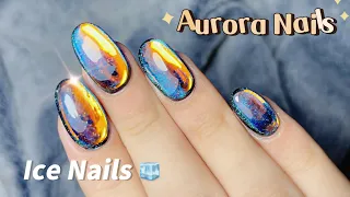 Super Easy Aurora Ice Nails at home 🧊┃Aurora Nails┃Ice Nails ┃Glass Nails┃Korean Nail Art