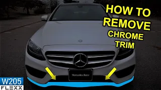 How to remove 2015+ Mercedes W205 C-Class front bumper chrome lip trim