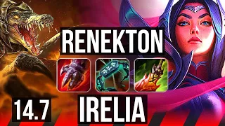 RENEKTON vs IRELIA (TOP) | 60k DMG, 500+ games, Dominating | BR Master | 14.7