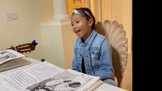7 Year Old Miryam sings 1st Hebrew blessing after the meal - Birkat Hamazon  בִּרְכַּת הַמָּזוׂן