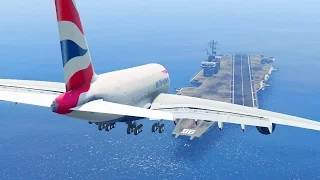 GTA 5 - LANDING GIGANTIC A380 ON THE AIRCRAFT CARRIER (GTA 5 Funny Moment)