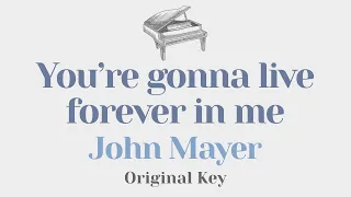 You're going to live forever in me - John Mayer (Piano Karaoke) - Instrumental Cover with Lyrics