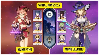 C4 Yanfei Mono Pyro and C6 Lisa Mono Electro | Spiral Abyss 2.7 Floor 12 | Genshin Impact