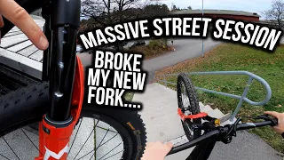 MASSIVE STREET SESSION! Destroyed my new fork and frame....