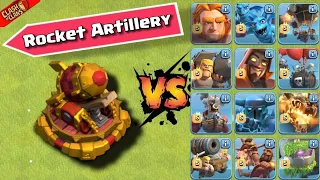 Max Rocket Artillery Vs All Troops of Clan Capital l Clash of Clans l Clashflict